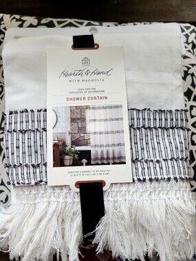 Hearth & Hand with Magnolia Gray Textured Stripe Shower Curtain